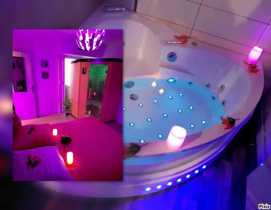 Luxe Sauna Privatif Et Grand Bain Jacuzzi A Deux A Biscarosse Plage Pour Nuit Romantique Avec Decoration Led Et Bougies Biscarrosse Bagian luar foto